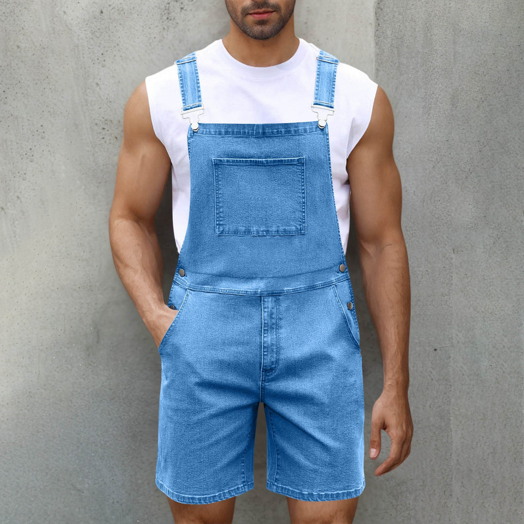 Herren Denim-Latzshorts mit modernen Taschen und verstellbaren Trägern Nord Taschen