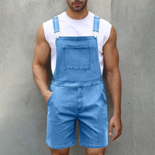 Herren Denim-Latzshorts mit modernen Taschen und verstellbaren Trägern Nord Taschen