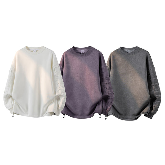 Damen Oversize-Sweatshirt mit gesticktem Schriftzug, abgerundetem Saum & überschnittener Schulter Nord Taschen