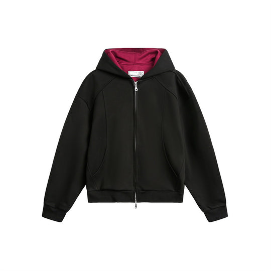 Unisex Oversize Kapuzen-Sweatjacke aus French-Terry mit Raglanärmeln und Zweiwegreißverschluss Nord Taschen