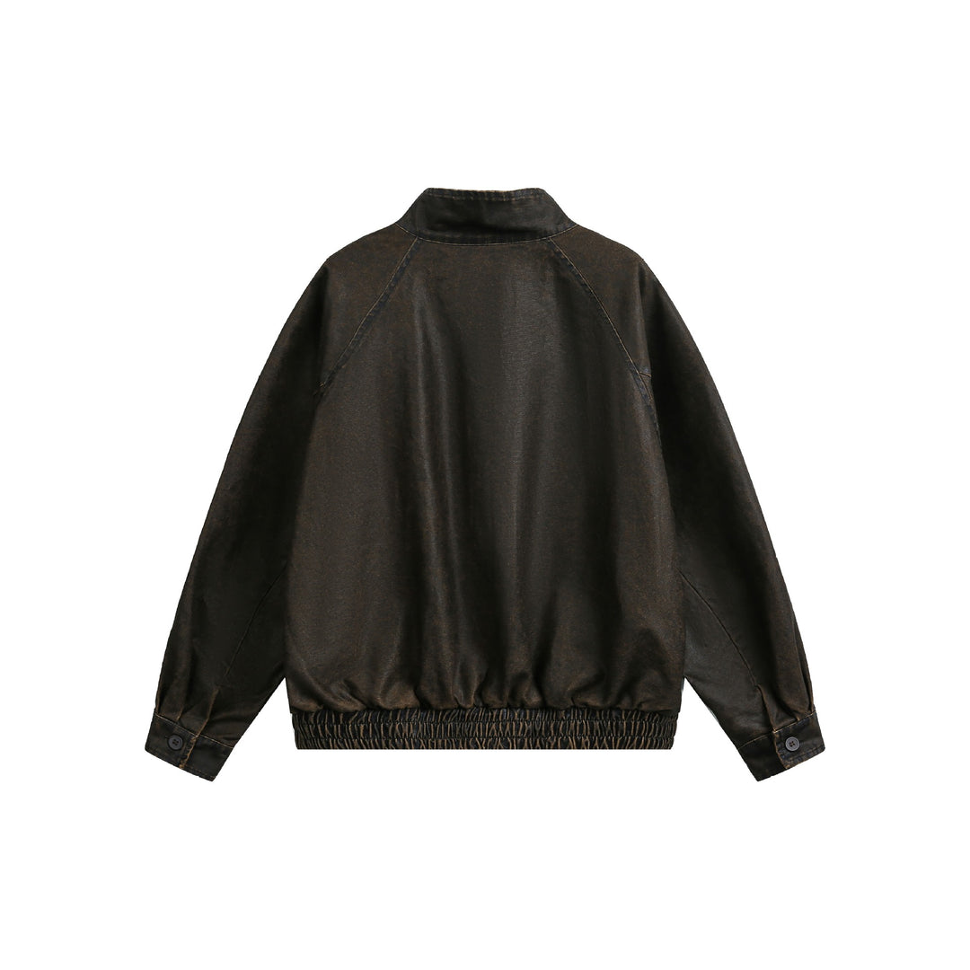 Herren Kurz geschnittener Vintage‑inspirierter Lederoptik‑Blouson mit hohem Stehkragen Nord Taschen
