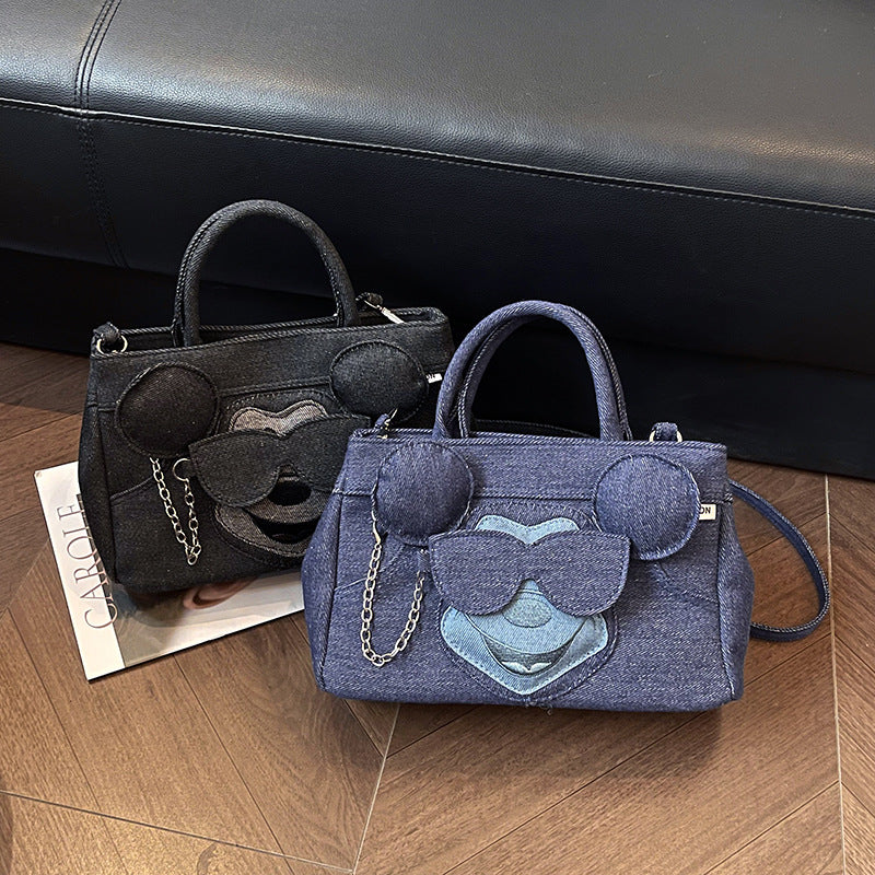 Damen Rucksack-Tasche mit süßem Tierdesign und robustem Denim Nord Taschen