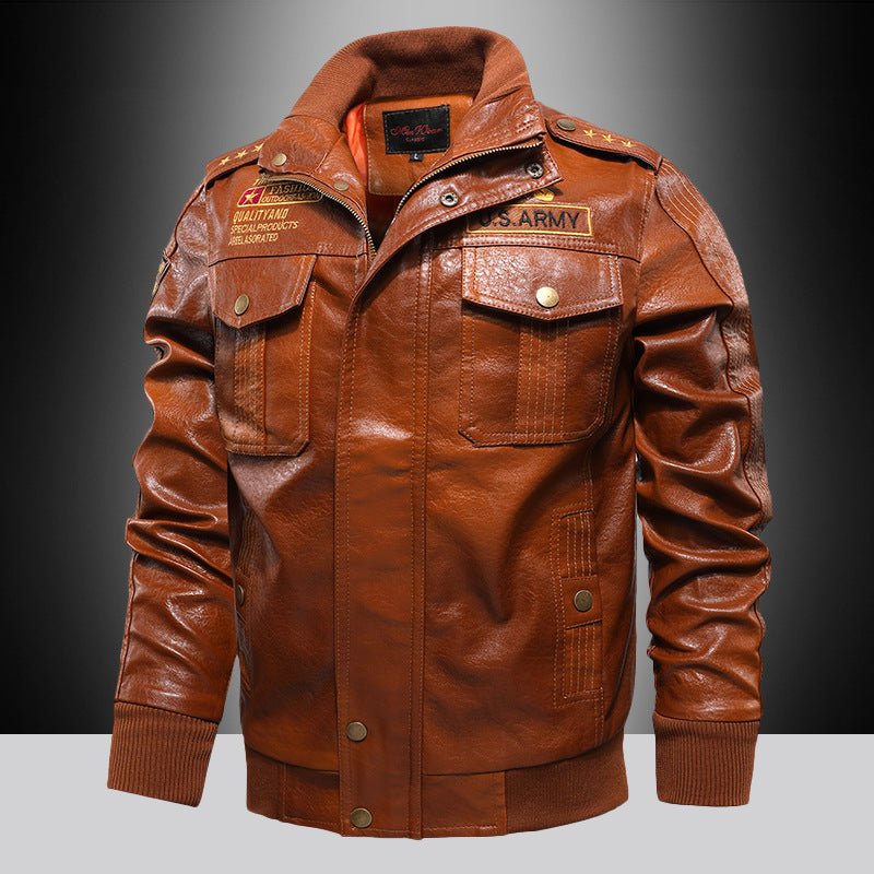 Herren Premium Kunstleder-Fliegerblouson im Aviator-Look mit Applikationen und Reißverschlussblende Nord Taschen