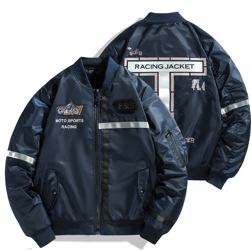 Herren Bomberjacke im Fliegerjackenstil mit reflektierenden Streifen, Utility‑Taschen und leichter Thermofütterung Nord Taschen