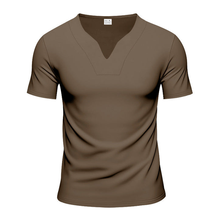 Herren kurzärmliges T-Shirt mit V-Ausschnitt und atmungsaktivem Stoff