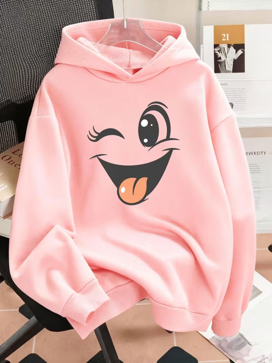 Damen Lustiger Kapuzenpullover mit einzigartigem Emoji-Design Nord Taschen