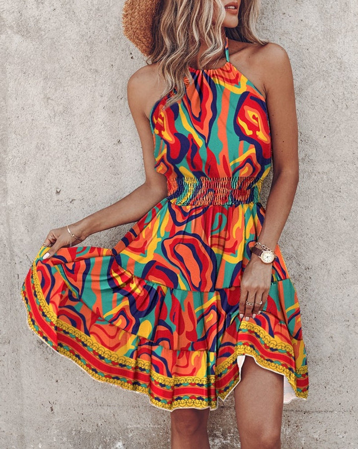 Damen Trendiges Kleid mit Raffung und asymmetrischem Saum