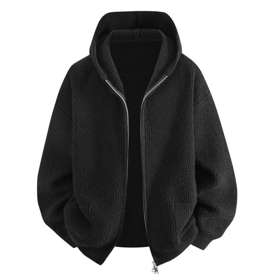 Damen Kuschelige Oversize-Rippstrick-Kapuzenjacke mit Zwei-Wege-Reißverschluss & aufgesetzten Taschen Nord Taschen