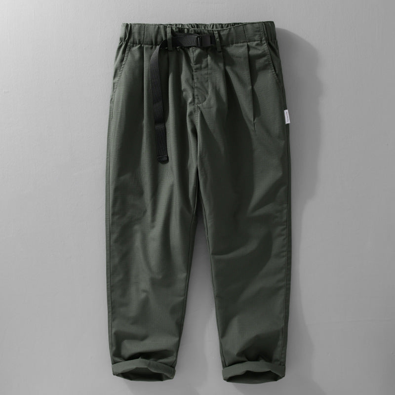 Herren Relaxte Baumwollhose mit elastischem Bund, integrierter Webbing-Gürtel und konischem Bein Nord Taschen