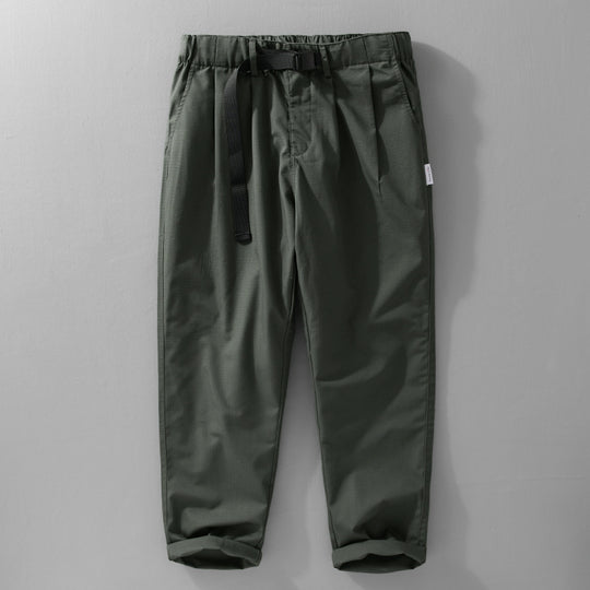 Herren Relaxte Baumwollhose mit elastischem Bund, integrierter Webbing-Gürtel und konischem Bein Nord Taschen