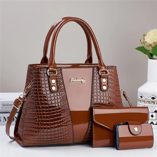 Damen Handtasche mit elegantem Krokodilleder-Design und abnehmbarem Portemonnaie Nord Taschen