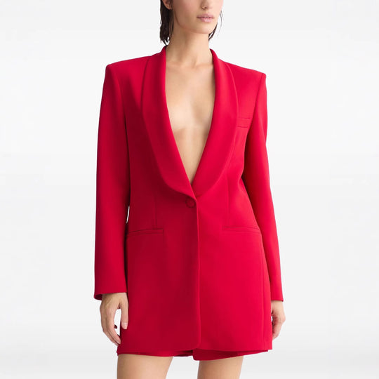 Damen Tailliertes Blazerkleid mit Schalkragen und Ein-Knopf-Verschluss Nord Taschen