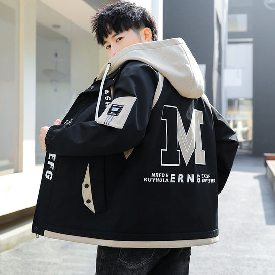 Herren Oversize-Windbreaker mit Kapuze, sportlichem Frontprint und Kontrastpanelen Nord Taschen