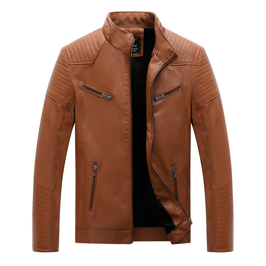 Herren schlanker Kunstleder-Moto-Blouson mit gesteppten Schulter- und Ärmelpaneelen Nord Taschen