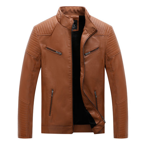 Herren schlanker Kunstleder-Moto-Blouson mit gesteppten Schulter- und Ärmelpaneelen Nord Taschen