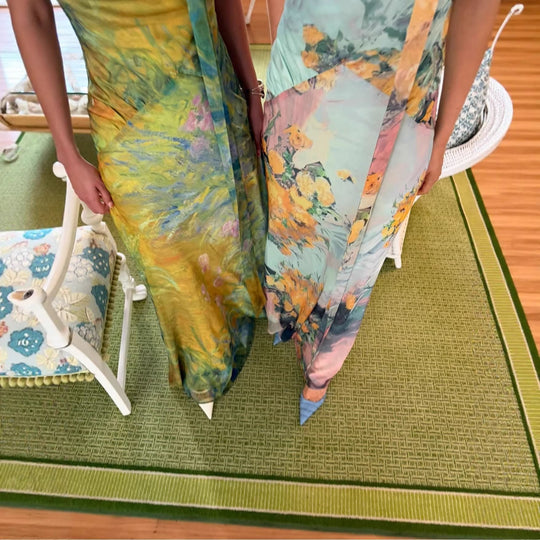 Damen Langes Kleid mit floralem Design und hochgeschlossenem Kragen Nord Taschen