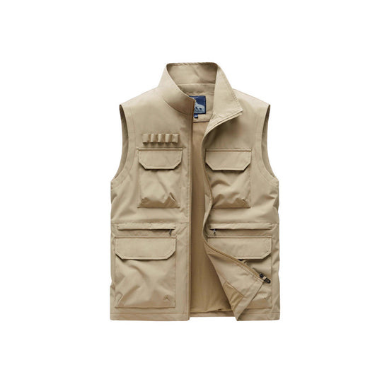 Herren Outdoor-Utilityweste mit acht Multifunktionstaschen, robustem Baumwollmix und Windschutzkragen Nord Taschen