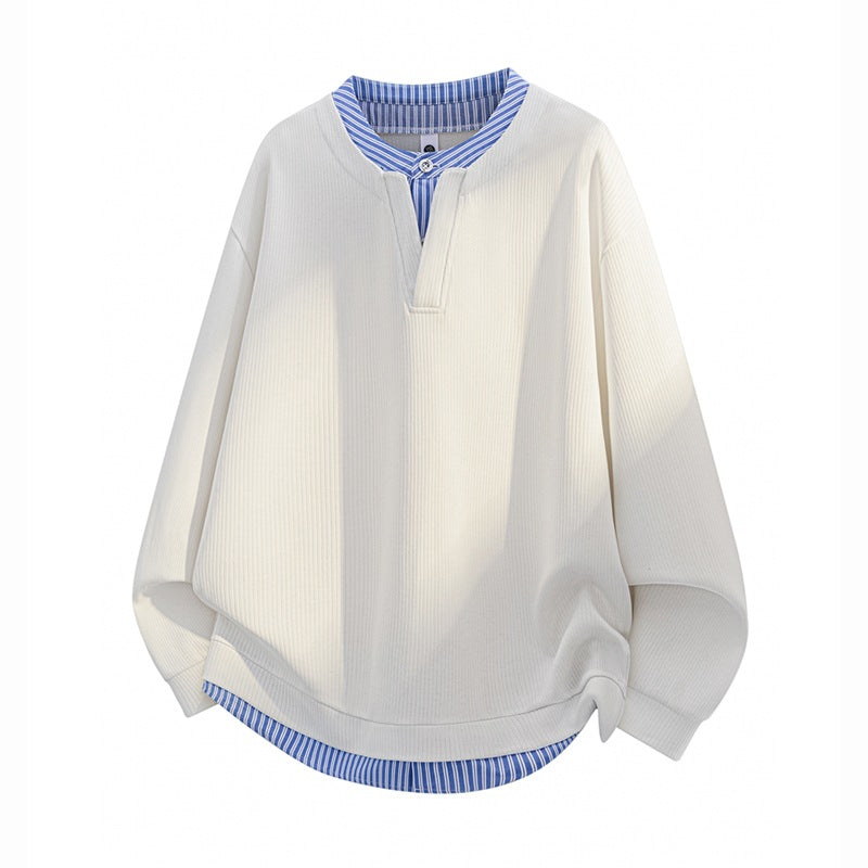 Herren Oversize-Struktur-Sweatshirt mit Hemd-Layer-Effekt Nord Taschen
