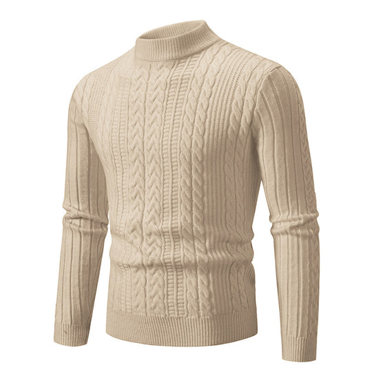 Herren Schmal geschnittener Mockneck-Zopfmusterpullover aus thermoregulierendem Feinstrick Nord Taschen