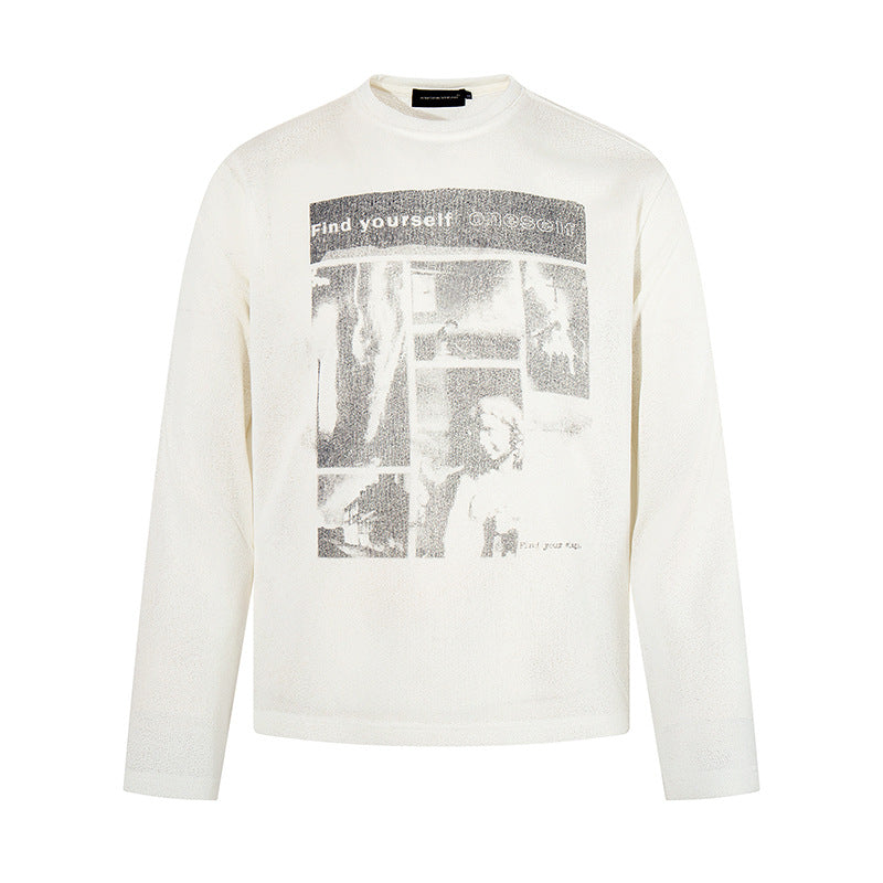 Herren Sweatshirt mit vintage Fotocollage-Print, geradem Schnitt und Rundhalsausschnitt Nord Taschen
