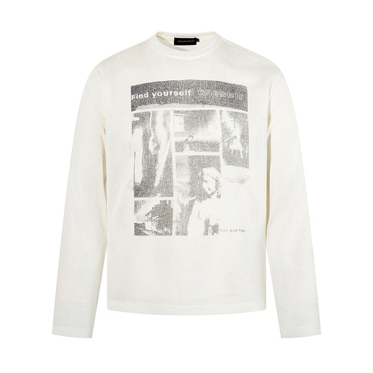 Herren Sweatshirt mit vintage Fotocollage-Print, geradem Schnitt und Rundhalsausschnitt Nord Taschen