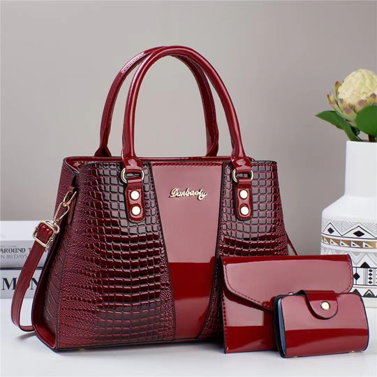 Damen Handtasche mit elegantem Krokodilleder-Design und abnehmbarem Portemonnaie Nord Taschen