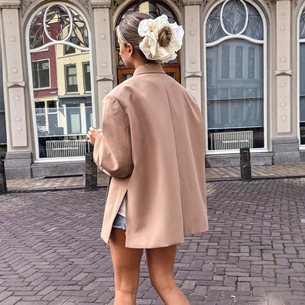Damen Oversize-Blazer mit kastiger Silhouette, verdeckter Verschluss und Pattentaschen Nord Taschen