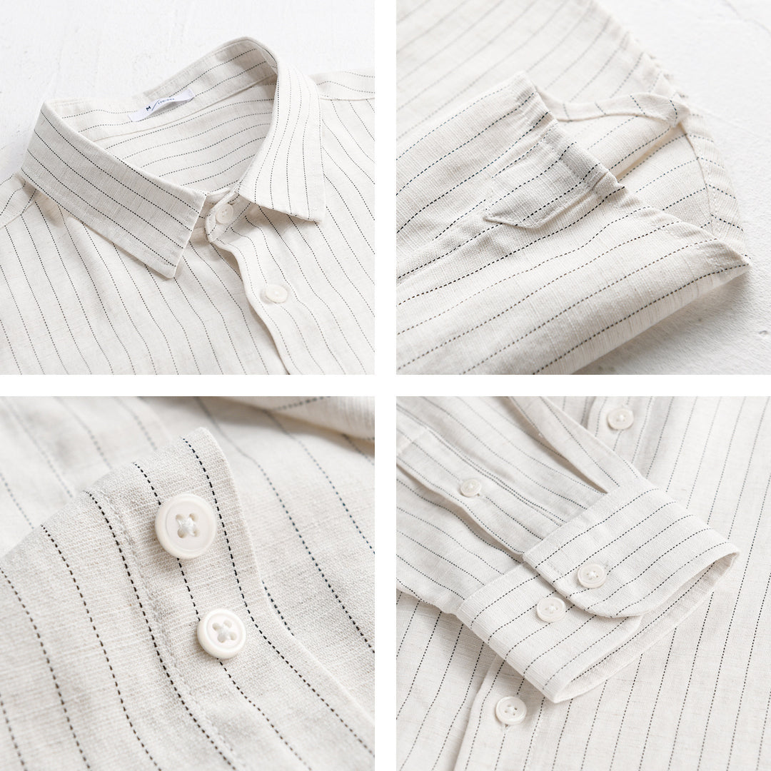 Herren Leichtes Nadelstreifen-Overshirt aus Leinen-Baumwollmix Nord Taschen