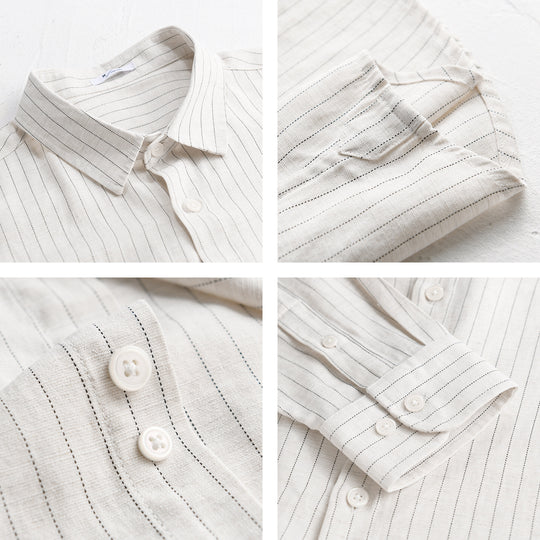 Herren Leichtes Nadelstreifen-Overshirt aus Leinen-Baumwollmix Nord Taschen