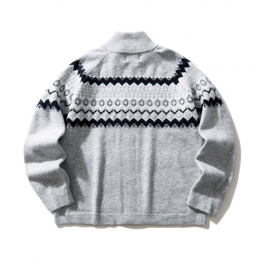 Unisex Norweger-Strickjacke mit durchgehendem Reißverschluss, Stehkragen und Eingrifftaschen Nord Taschen