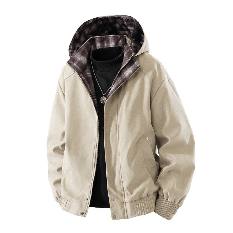 Herren Kapuzenjacke mit Karo-Futter Nord Taschen