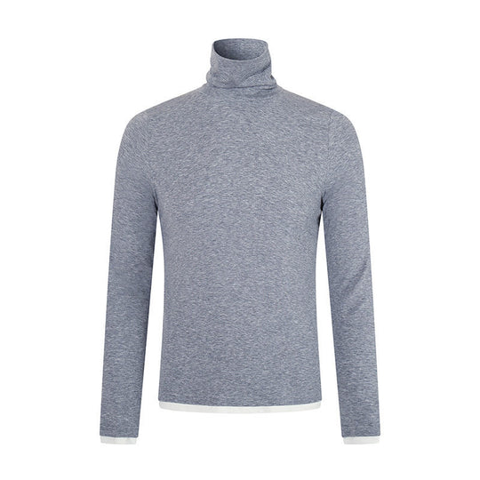 Herren Slim-Fit Rollkragen-Feinstrickshirt mit Melange-Jersey und Stretch Nord Taschen