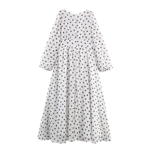 Damen Midikleid im Retro-Punkte‑Look mit taillierter Schnittführung und Ballonärmeln Nord Taschen