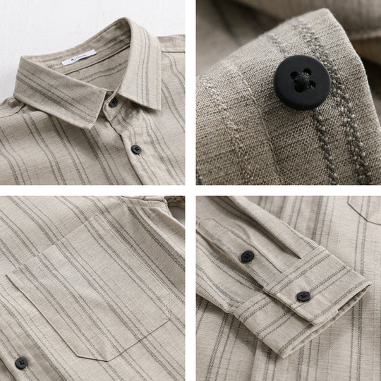 Herren Relaxed-Stripe Hemdjacke aus feinem Baumwoll-Twill mit aufgesetzter Brusttasche Nord Taschen