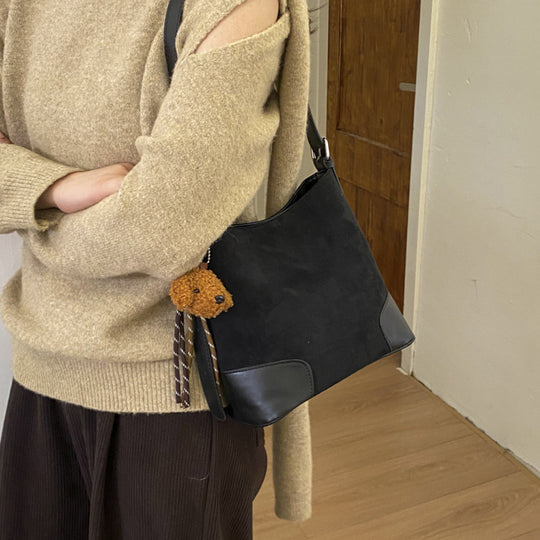 Damen Hobo-Tasche aus weichem Veloursleder mit modischem Kordelzug Nord Taschen