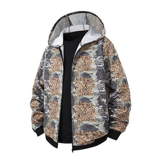 Unisex Leichte Kapuzenjacke im Ethno-Print mit durchgehendem Reißverschluss Nord Taschen
