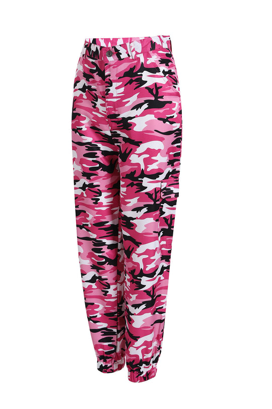 Damen Cargo-Jogginghose mit Camouflage-Muster und elastischen Bündchen Nord Taschen