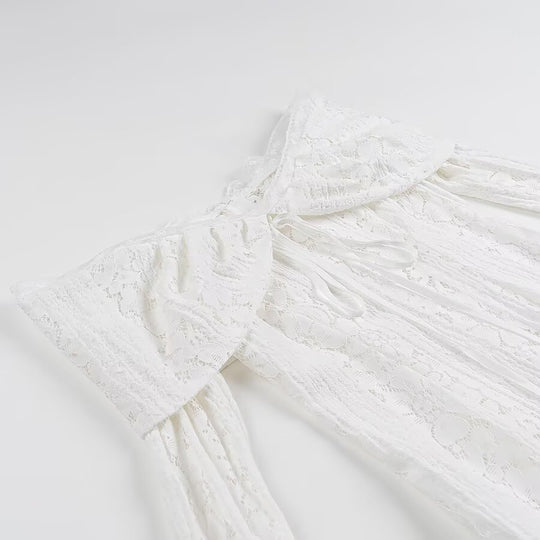 Damen Maxikleid aus Spitze mit schulterfreiem Carmenausschnitt und Glockenärmeln Nord Taschen