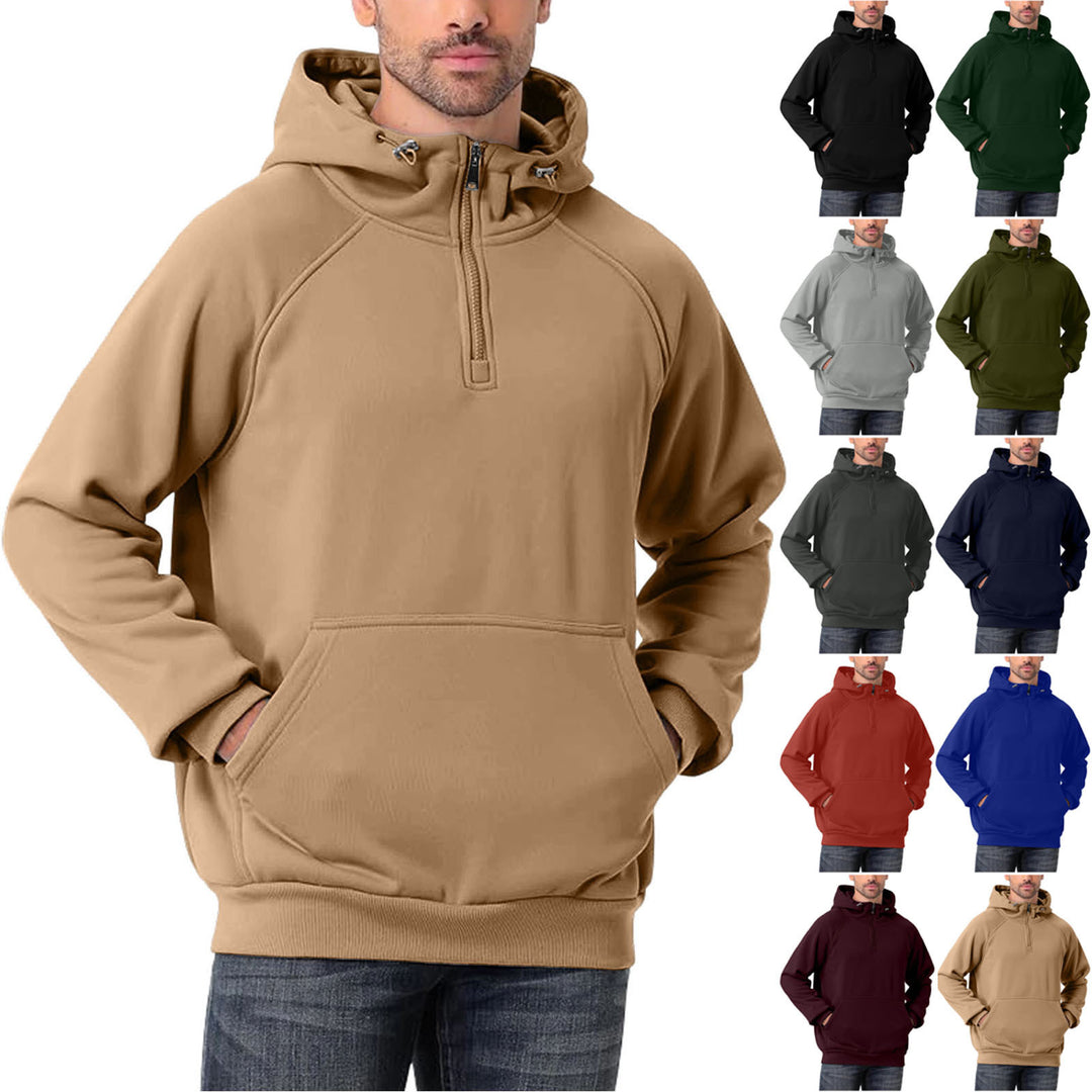 Herren Halbzip-Hoodie mit verstellbarer Kapuze, Kängurutasche und Raglanärmeln Nord Taschen