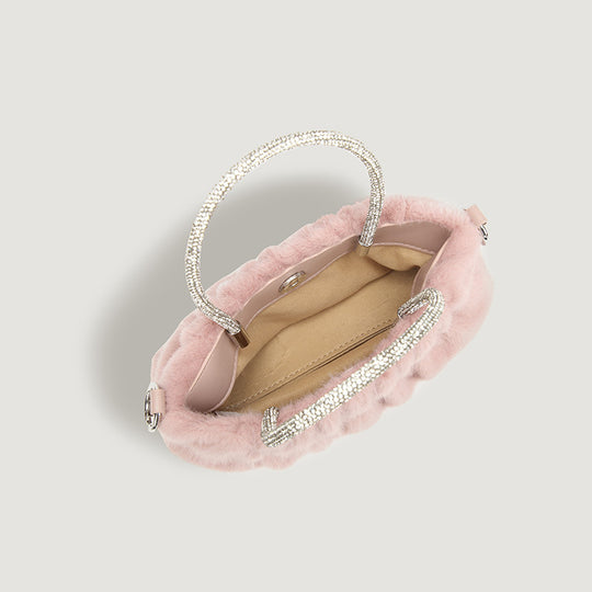 Damen Clutch-Tasche mit elegantem Plüschbezug und modischem Kettenriemen Nord Taschen