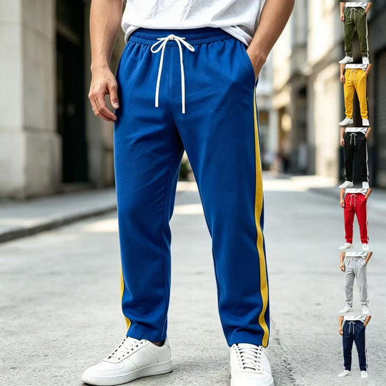 Herren Jogginghose mit seitlichem Kontraststreifen, elastischem Bund und Kordelzug Nord Taschen
