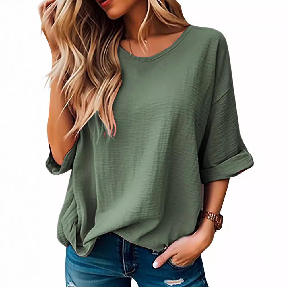 Damen lässiges Oversized T-Shirt mit modischem Strukturdesign