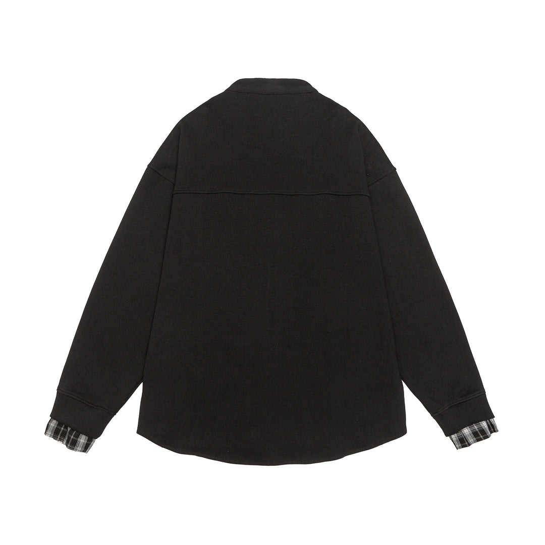 Unisex Oversize-Sweatjacke im Hemdjacken-Look mit Stehkragen Nord Taschen