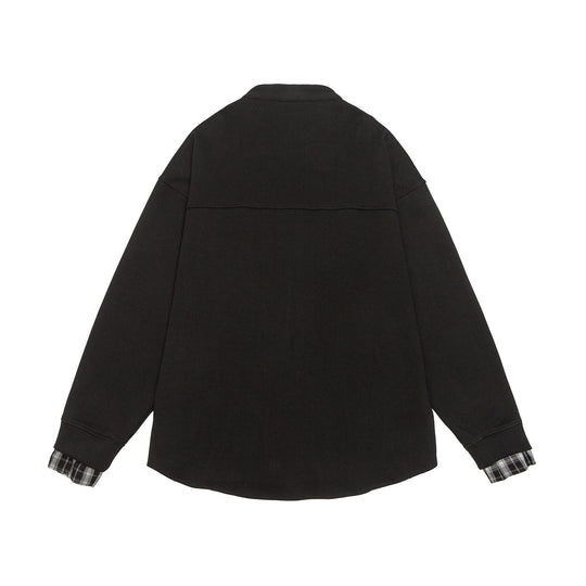 Unisex Oversize-Sweatjacke im Hemdjacken-Look mit Stehkragen Nord Taschen