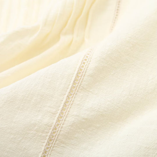 Damen Bestickte Boho-Bluse mit Rundhals, Kellerfalten und Spitzen‑Yoke Nord Taschen