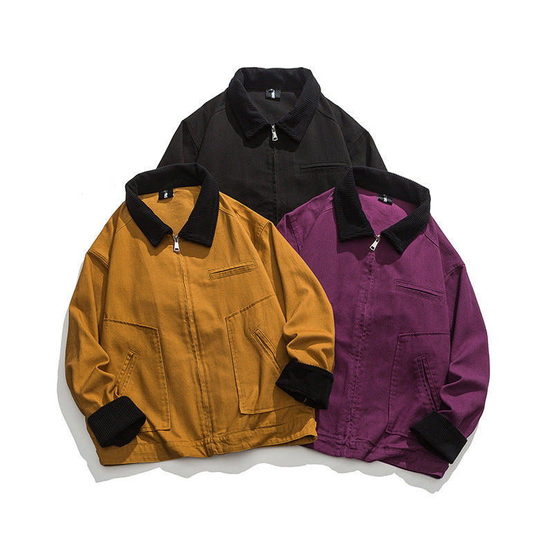 Unisex Boxy-Workwear-Jacke aus Canvas mit Cordkragen, Reißverschluss und aufgesetzten Pattentaschen Nord Taschen