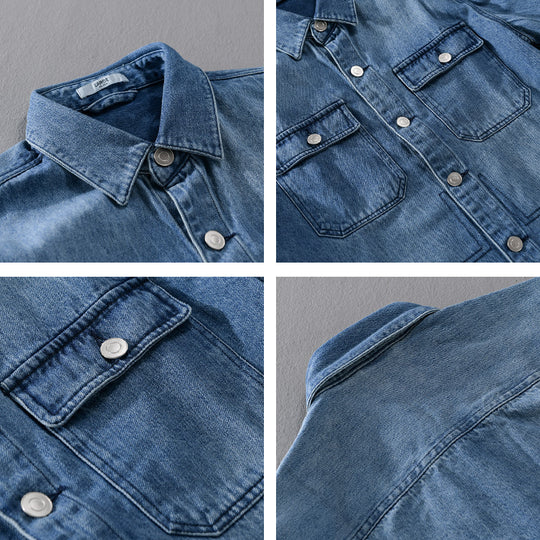 Herren Denim-Utility-Hemdjacke mit Brusttaschen und legerer Passform Nord Taschen