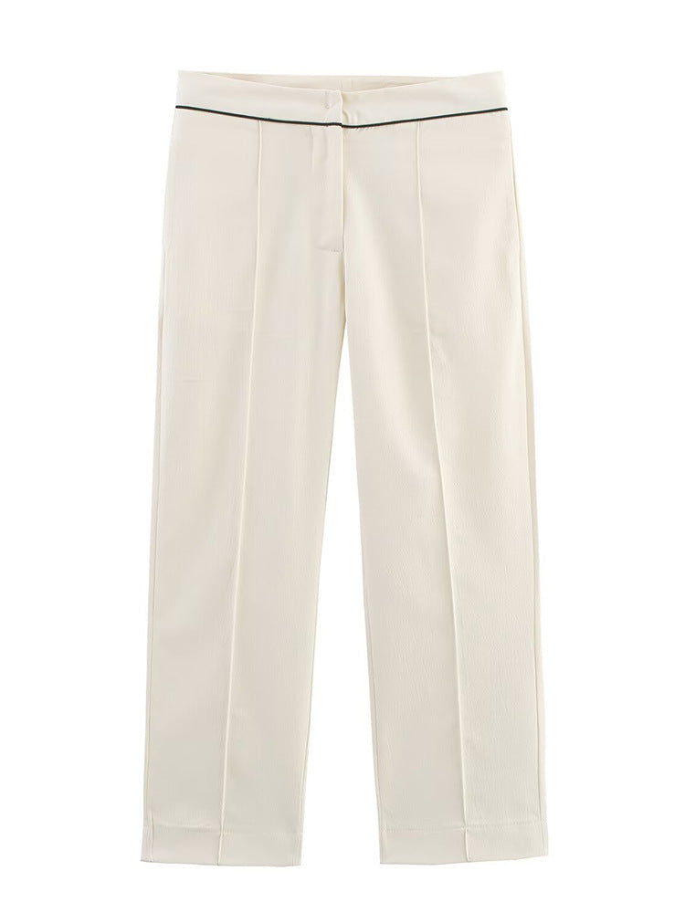 Damen Cropped-Hose mit Bügelfalte, geradem Bein und feiner Taillenpaspel Nord Taschen