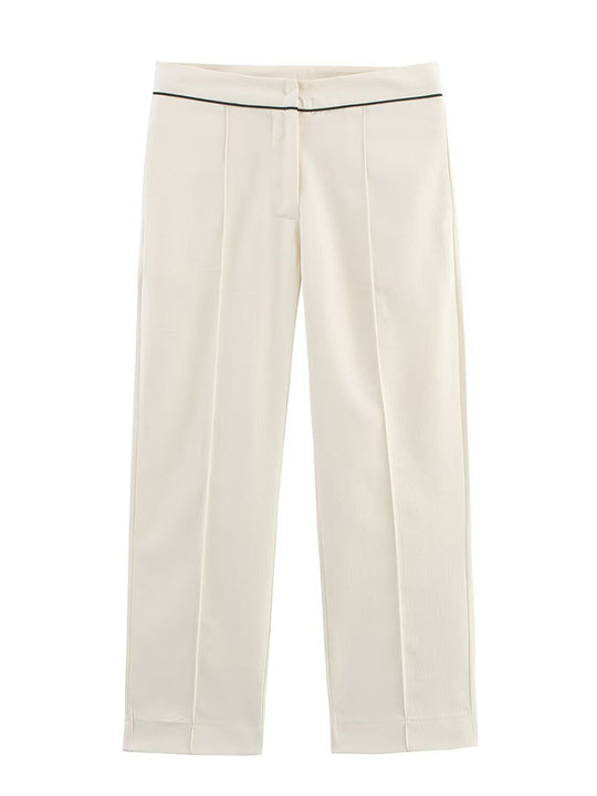 Damen Cropped-Hose mit Bügelfalte, geradem Bein und feiner Taillenpaspel Nord Taschen