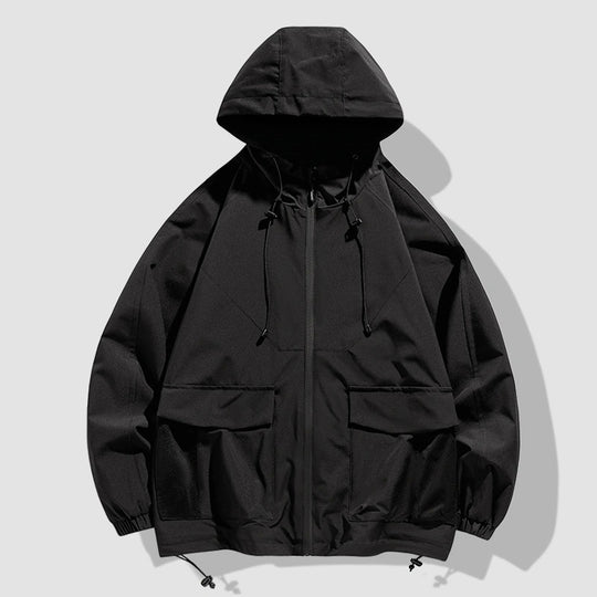 Herren Oversize Utility-Softshelljacke mit Kapuze, aufgesetzten Taschen & verstellbarem Saum Nord Taschen